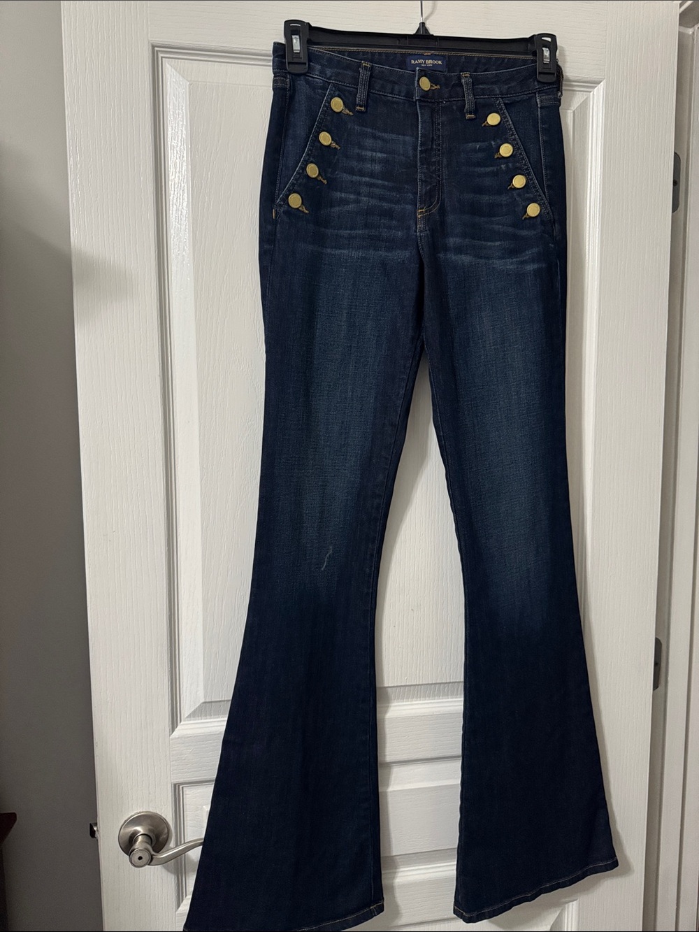 Ramy Brook Dark Blue boot cut Jeans with Gold Buttons